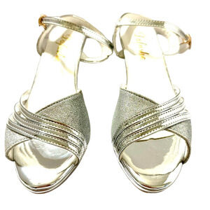 Fashion Glitter Sparkle Heel Ankle Open Toe Shoes Adult Women's Size 7.5